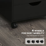 Mobile Vertical File Cabinet with 5 Drawers - Modern Rolling Filing Unit & Printer Stand for Home Office - Black Storage Organizer for Documents