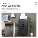 Vinsetto Vertical Filing Cabinet, 7-drawer File Cabinet, Mobile Office Cabinet on Wheels for Study, Home Office, Black | Aosom UK