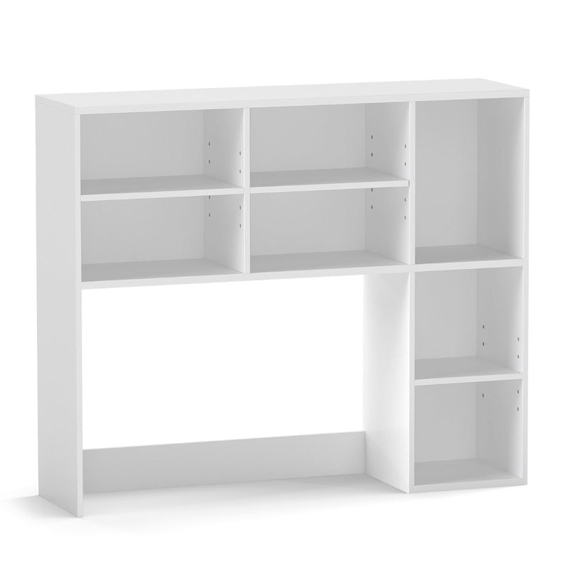 Desktop Bookshelf with 3 Adjustable Shelves and Open Compartment-