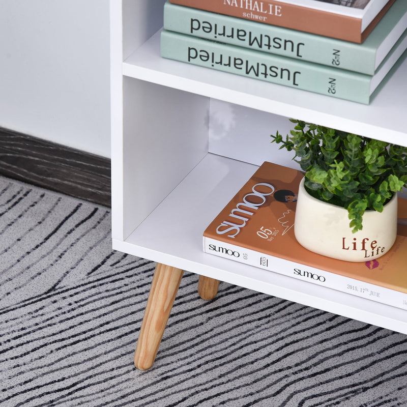 Modern Multi-Shelf Bookcase with Drawer - Freestanding 6-Tier Storage, Wooden Legs, Stylish White & Grey Finish - Ideal for Home Office and Display Décor