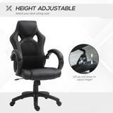 Faux Leather High-Back Computer Chair - Ergonomic Swivel Office Chair with Wheels and Armrests, Black - Ideal for Home Office Comfort and Style