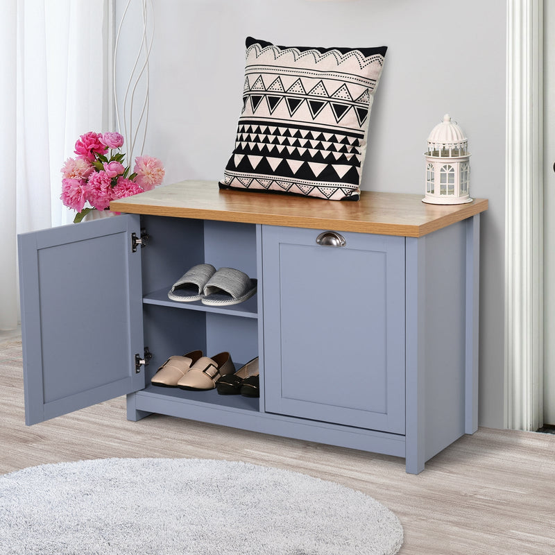 2-Door Shoe Cabinet with Storage Shelf - Entryway Bench and Hallway Organizer - Ideal for Bathroom Use and Shoe Organization