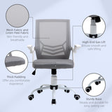 Ergonomic Mesh Swivel Office Chair with Lumbar Support - Adjustable Height Desk Chair with Flip-Up Arms, Grey - Ideal for Home Office Comfort and Posture Improvement