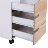 Mobile File Cabinet Pedestal - MDF Construction with 3 Lockable Drawers and Casters - Efficient Office Storage in Oak and White