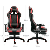 Ergonomic High-Back Racing Chair - Adjustable Swivel Gamer Seat with Footrest and Casters - Comfortable Faux Leather Reclining Office Chair for Gaming and Working