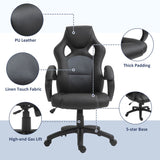 High-Back Swivel Office Chair - Faux Leather Ergonomic Computer Desk Seat with Wheels & Armrests - Comfortable Design for Home or Office Use