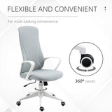 High-Back Elastic Office Chair with Tilt & Adjustable Seat Height - Armrests for Added Comfort - Ideal for Prolonged Desk Work, Light Grey