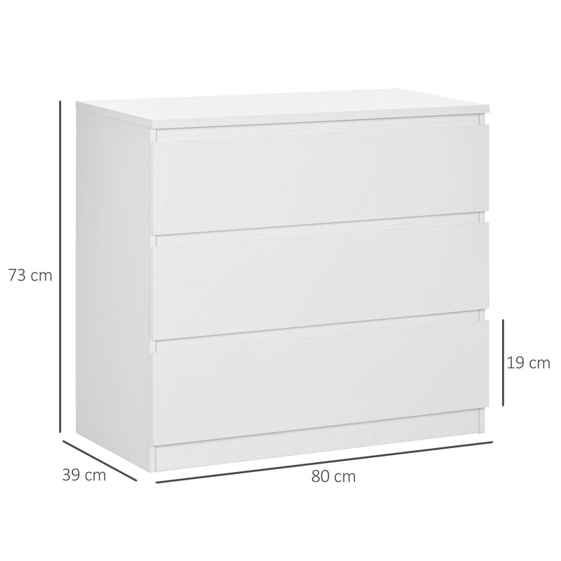 3-Drawer Chest of Drawers - Bedroom & Living Room Storage Organizer - Elegant White Unit for Clutter-Free Spaces