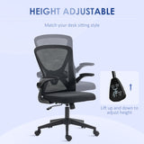 Ergonomic Mesh Office Chair with Flip-up Armrests - Computer Desk Chair with Lumbar Support & 360° Swivel Wheels, Black - Ideal for Comfortable Working Environments