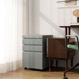 Vinsetto 3 Drawer Filling Cabinet, Mobile Metal File Cabinet with Anti-tilt Design for Letter, A4, Legal Size, Grey | Aosom UK