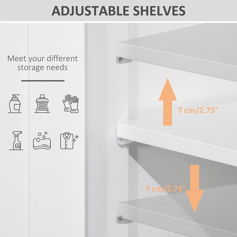 Freestanding Bathroom Cabinet with Adjustable Shelves - Slim Storage Cupboard Organizer with 2 Drawers - Ideal for Small Spaces and Clutter Reduction in White