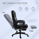 Ergonomic High-Back Executive Chair - Swivel Recliner Office Chair with PU Leather, Footrest & Wheels - Adjustable Height & Comfort for Home Office Use