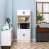 5-Tier Kitchen Cupboard with Adjustable Shelving - Space-Saving Storage Cabinet with Open Microwave Platform - Ideal for Organizing Cookware & Appliances