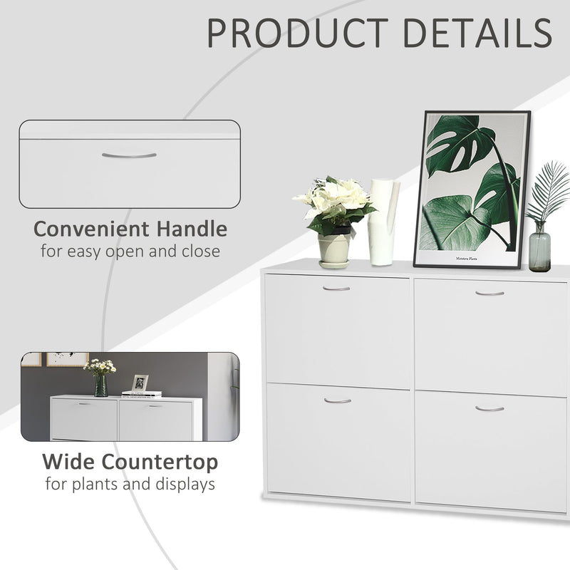 120Lx24Wx81H cm Shoe Storage Unit - Sleek White Particle Board Shoe Cabinet - Space-Saving Organization for Entryways and Closets