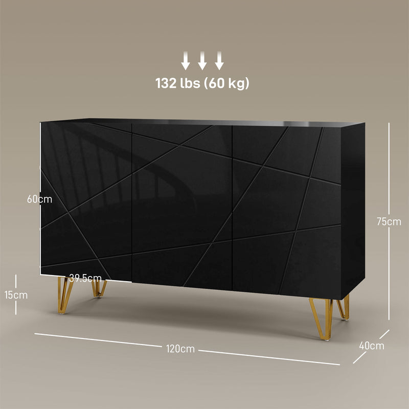 Modern Luxe High Gloss Sideboard - Stylish Storage Cabinet with Sleek Hairpin Legs in White - Elegant Organizational Solution for Contemporary Homes