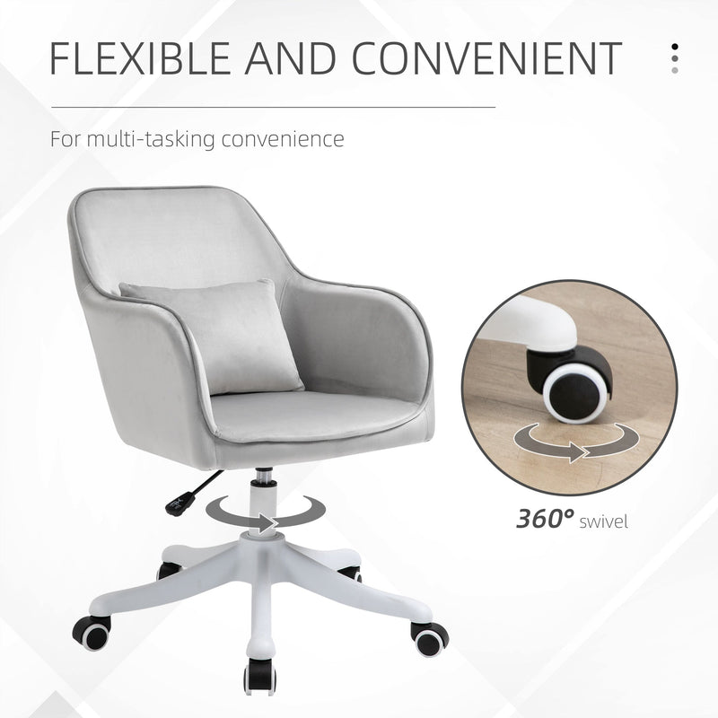 Ergonomic Velvet Office Chair with Massage - Rechargeable Vibration Lumbar Support, Smooth-Rolling Casters - Comfort for Home Office and Remote Work