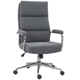 HOMCOM Executive Office Chair, Linen Fabric Computer Desk Chair with Double-Layer Back Cushion, Tilt Function, Height Adjustable for Home, Charcoal Grey