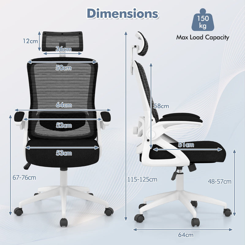 Ergonomic Office Chair - Adjustable Lumbar Support Feature - Perfect for Those with Back Problems and Long Office Hours