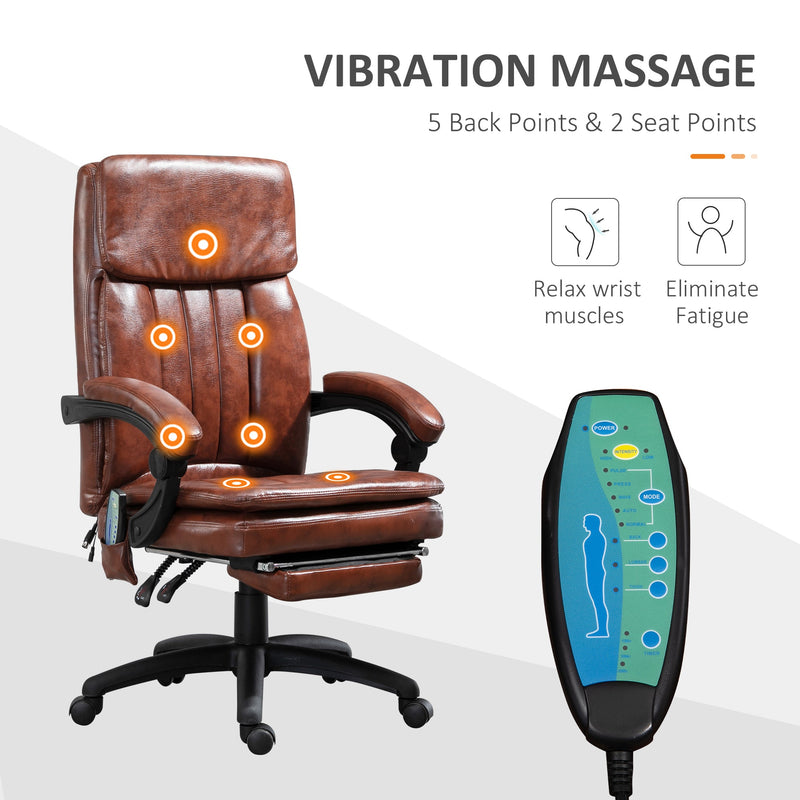 Ergonomic High Back Gaming Chair with Massage & Footrest - Adjustable Reclining Office Recliner, PU Leather, Brown - Comfort for Gamers and Professionals