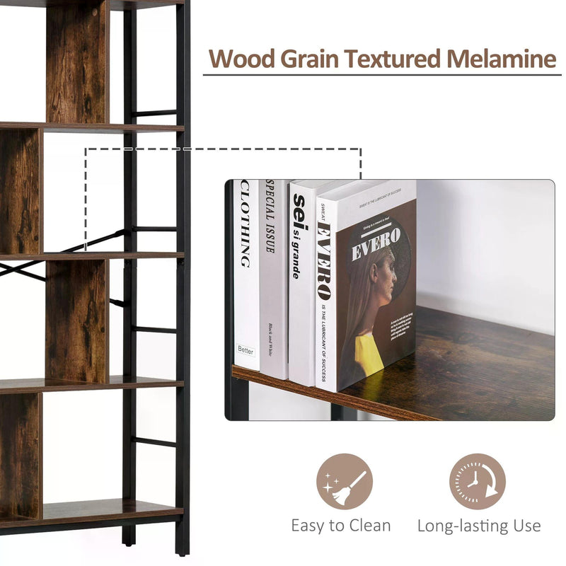 Vintage Industrial Storage Shelf - 4-Tier Bookcase & Kitchen Organizer with Metal Frame - Versatile Display Rack for Living Room & Study