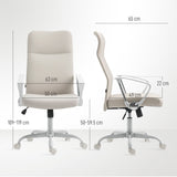 HOMCOM Fabric High Back Office Chair - Cream White