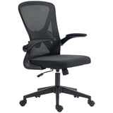 Ergonomic Mesh Office Chair with Flip-up Armrests - Computer Desk Chair with Lumbar Support & 360° Swivel Wheels, Black - Ideal for Comfortable Working Environments