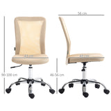 Mesh Office Chair with Adjustable Height - Armless Swivel Desk Chair with Wheels - Ideal for Study & Work Comfort, Beige