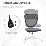 Mesh Office Chair - Armless, Height Adjustable with Swivel Wheels, Grey - Ideal for Home and Office Comfort