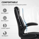 HOMCOM Faux Leather Office Chair. with Flip-Up Armrests - Black