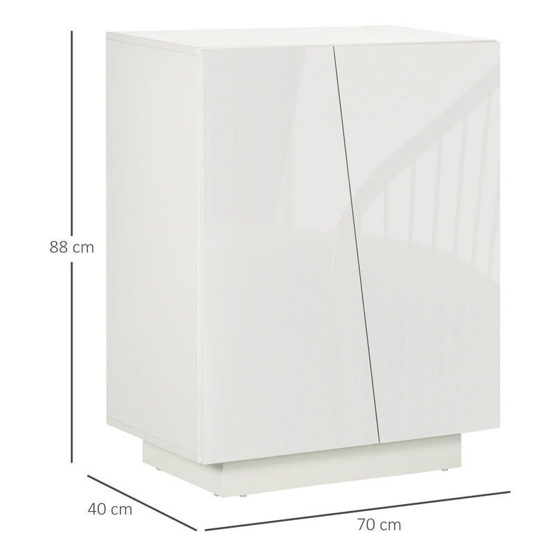 Freestanding Wooden Cabinet for Bedroom - High-Gloss Sideboard with Adjustable Shelves - Elegant Storage Solution for Clutter-Free Living Spaces