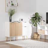 Floor Standing Sideboard Storage Cabinet with Drawer - Bedroom, Living Room, Home Office Organizer in Natural Finish - Space-Saving Storage Solution