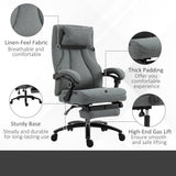Ergonomic Executive Office Chair with 2-Point Removable Vibration Massage Pillow - USB-Powered Adjustable Height & 360° Swivel, Grey - Ideal for Stress Relief and Comfort in the Workplace