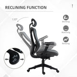 Mesh Office Chair with Reclining Back - Ergonomic Desk Chair with Adjustable Headrest, Lumbar Support, 3D Armrests, Sliding Seat - Comfort for Long Hours at Work