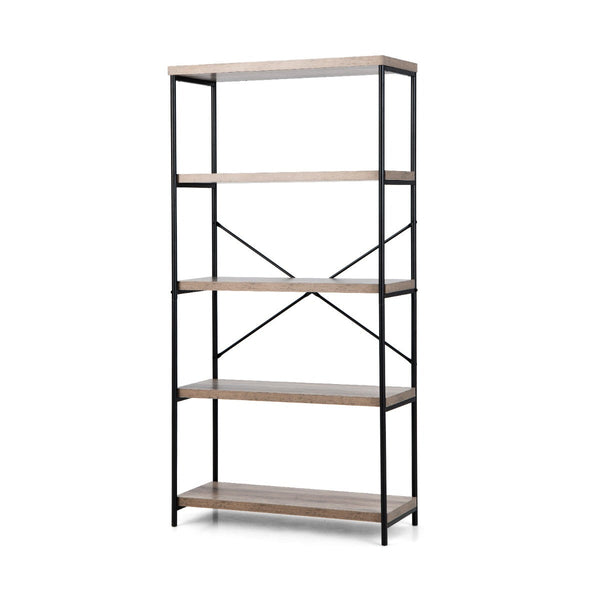 Grey Wooden 5-Tier Freestanding Bookshelf - Stylish and Spacious Storage Solution - Ideal for Organizing Your Books and Displaying Decor Items