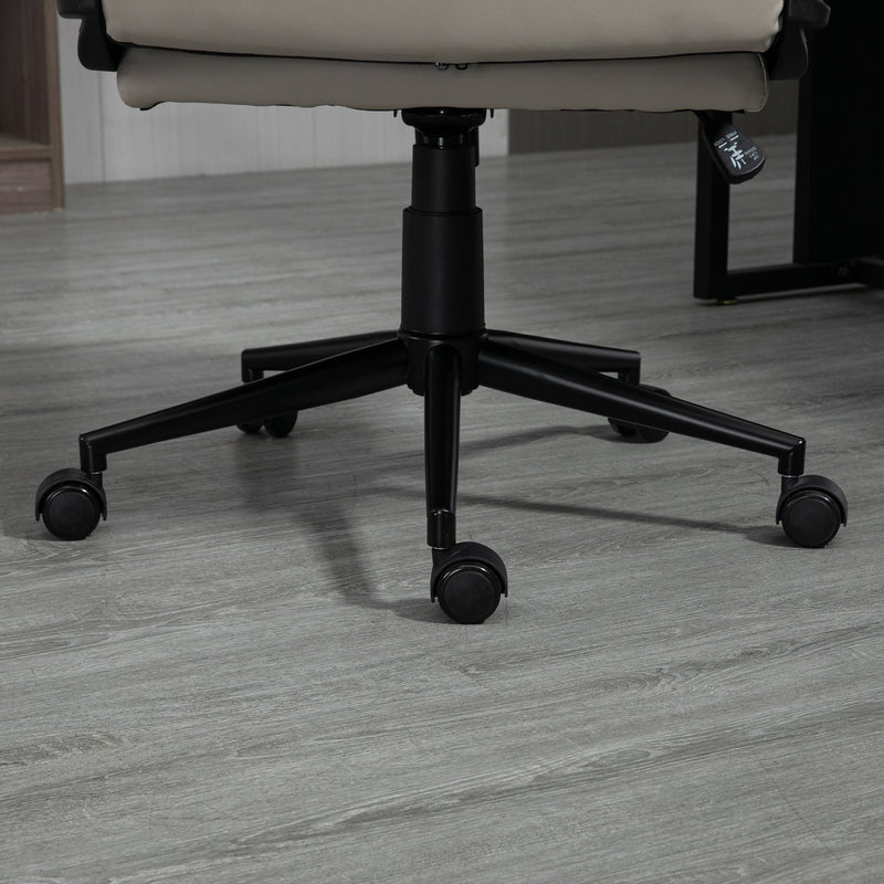 Ergonomic High Back Office Chair - PU Leather, Dual-Tier Padding, Swivel Wheels, Adjustable Height - Comfortable Desk Seating for Professionals