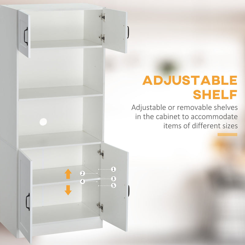 5-Tier Kitchen Cupboard with Adjustable Shelving - Space-Saving Storage Cabinet with Open Microwave Platform - Ideal for Organizing Cookware & Appliances