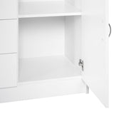 Storage Cabinet Sideboard with 2 Doors & 4 Drawers - Free Standing Cupboard & Chest Organizer for Home - Ideal for Kitchen and Living Room Organization, White