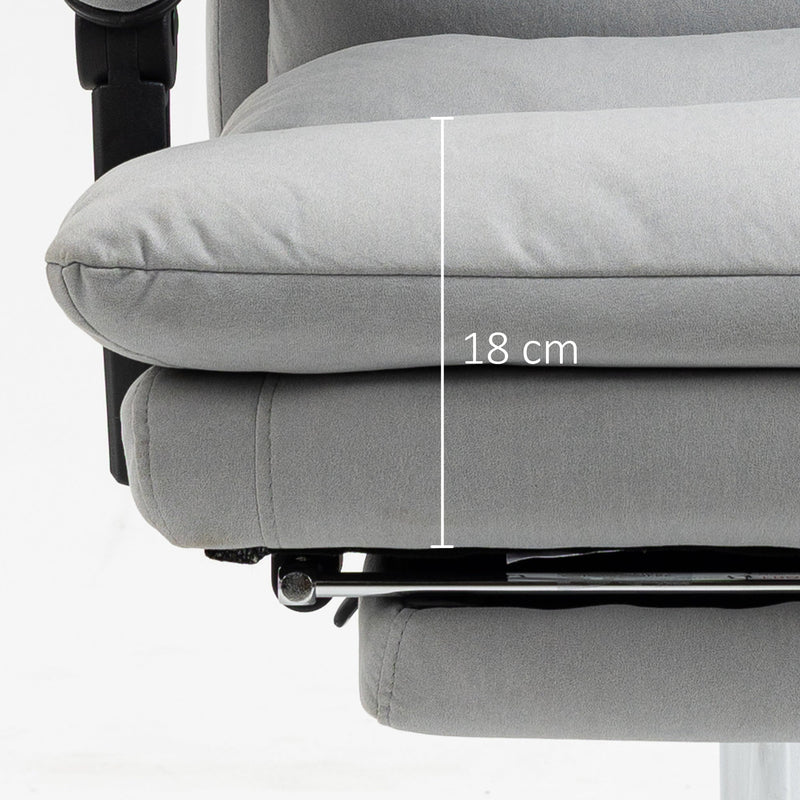 Ergonomic Recliner Office Chair with Heat & Massage Functions - Microfiber Swivel Chair with Armrest, Adjustable Footrest & Enhanced Double-Tier Cushioning - Ideal for Stress Relief & Relaxation at Work