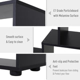 Freestanding 8-Tier Bookcase with Melamine Surface - Modern Black Home Display Storage Unit with Anti-Tipping Foot Pads - Ideal for Organized Book Lovers and Display Enthusiasts