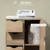 Freestanding 4-Drawer and Door Cupboard Storage Cabinet - Versatile Utility for Bathroom, Kitchen, Bedroom - Elegant Natural Design for Organized Living Spaces