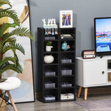 204 CD Tower Rack - Blu-Ray/DVD Media Storage Shelf with Adjustable Shelves - Organiser Set for Bookcase Display, Black