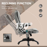 Heated Massage Recliner Chair with Microfiber Upholstery - 6-Point Vibrating Office Chair with 360° Swivel and Casters - Comfortable Seating Solution for Stress Relief and Relaxation, Grey
