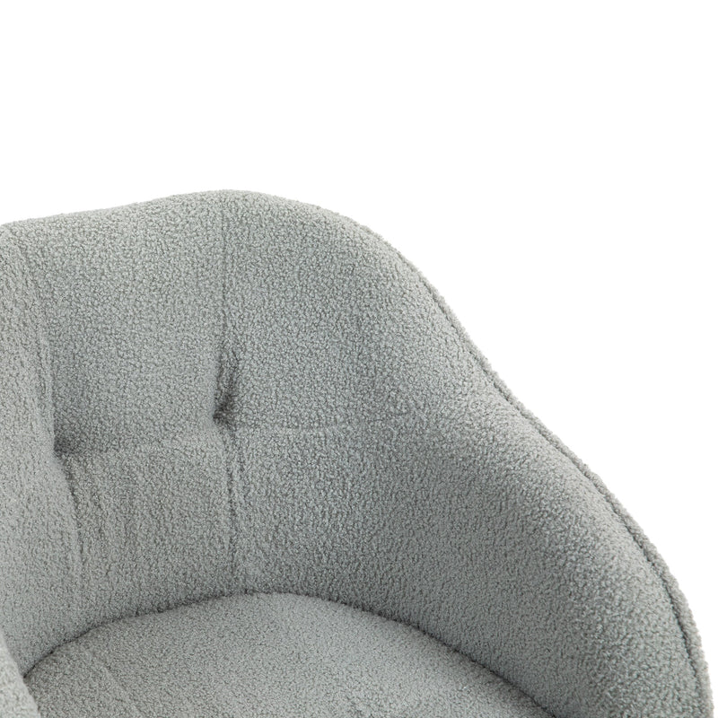 HOMCOM Computer Desk Chair, Fluffy Fabric Swivel Office Chair, Makeup Vanity Chair with Height Adjustable, Wheels, for Home Study Bedroom, Grey | Aosom UK
