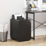 3-Drawer Mobile File Cabinet with Lock - Sturdy All-Metal Rolling Storage Solution - Secure and Organize Documents for Home Office Use