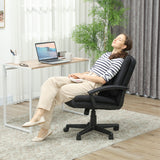 HOMCOM Linen-Look Padded Office Chair - Black