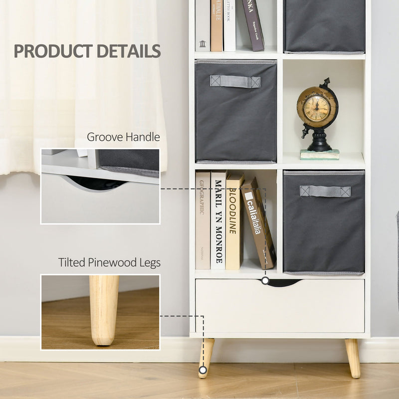 6-Cube Modern Bookcase - Freestanding Display Shelf, Storage Organizer Cabinet - Ideal for Home, Office, Living Room, Study Decor in White