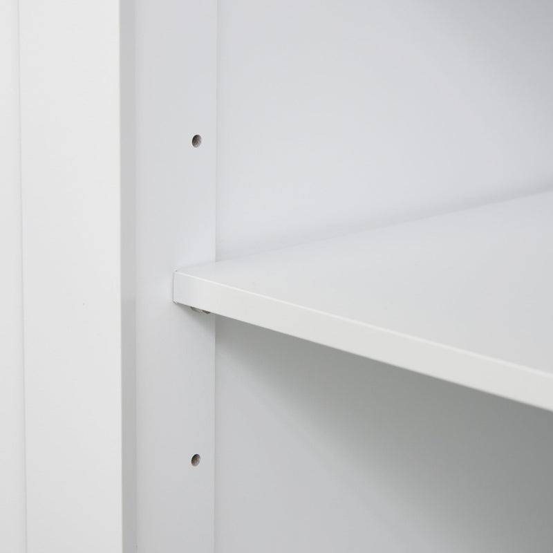 Kitchen Console Sideboard - 2-Tier Cabinet with Open Shelf Storage, White Finish - Ideal for Dining Room Organization and Decor