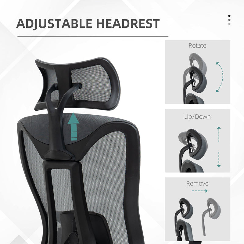 Mesh Office Chair with Reclining Back - Ergonomic Desk Chair with Adjustable Headrest, Lumbar Support, 3D Armrests, Sliding Seat - Comfort for Long Hours at Work