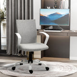 Linen Swivel Office Chair - Ergonomic Computer Desk Task Chair with Adjustable Height, Armrests, and Wheels - Ideal for Home Study and Office Comfort