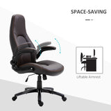 PU Leather Swivel Office Chair with Adjustable Height - Ergonomic Desk Chair with Flip-Up Armrests & Tilt Mechanism - Comfortable Seating for Home Office and Desk Work in Dark Brown